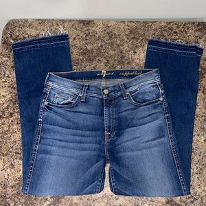 7 For All Mankind Cropped Boot Precision Cut Kick Flare Blue Jeans Women's 28